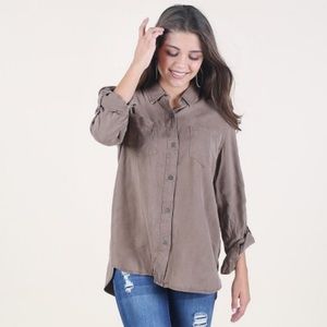 Altar’d State Brown Brindle Button Down Women’s Top